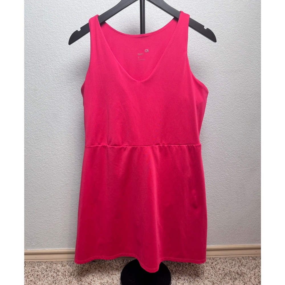 GapFit Womens Pink Active Dress V-Neck Racerback Built-in Shorts Pocket Large